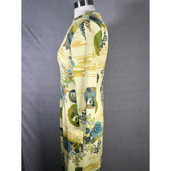 Vintage S-M Alice Of California Long Sleeve Yellow Floral Maxi Hippie‎ Dress 60s - Picture 5 of 14
